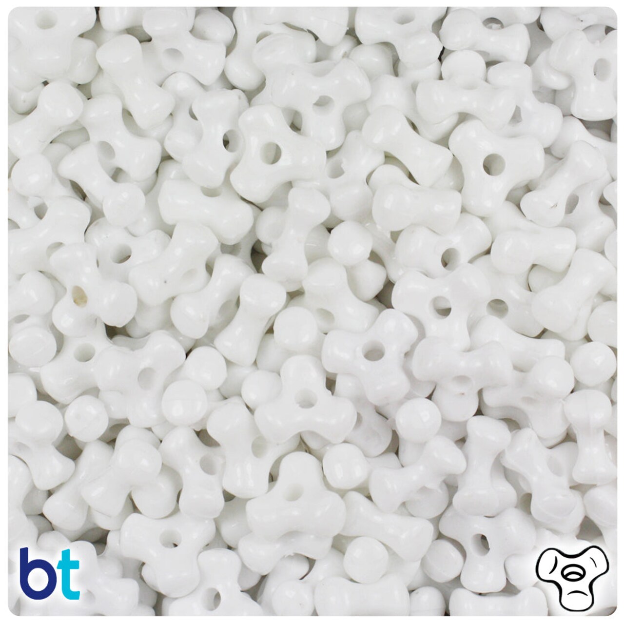 BeadTin White Opaque 11mm TriBead Plastic Craft Beads (500pcs)